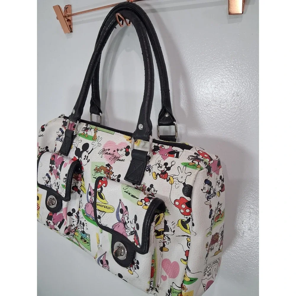 Disney Parks Mickey Minnie Mouse Comic Strip Satchel Bag White Multi F964-3476-9